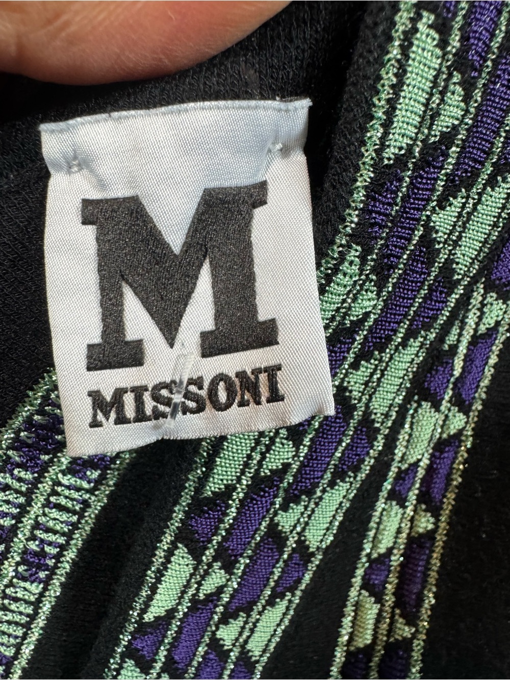 Missoni Black Mini Dress with Green and Purple Trim 42 - Picture 7 of 14